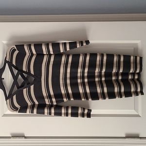 3/4 length grey and light brown dress